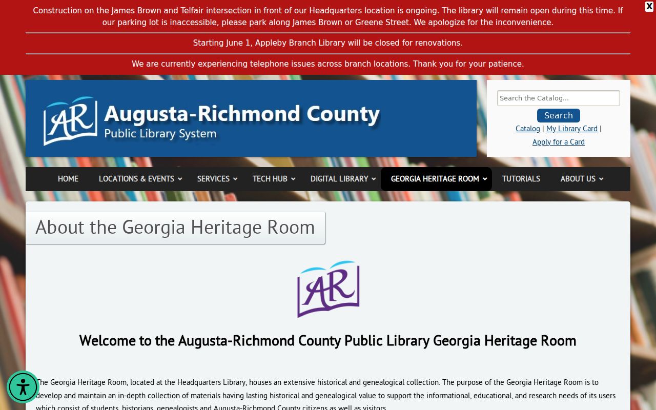 Richmond County city directory access at the Georgia Heritage Room