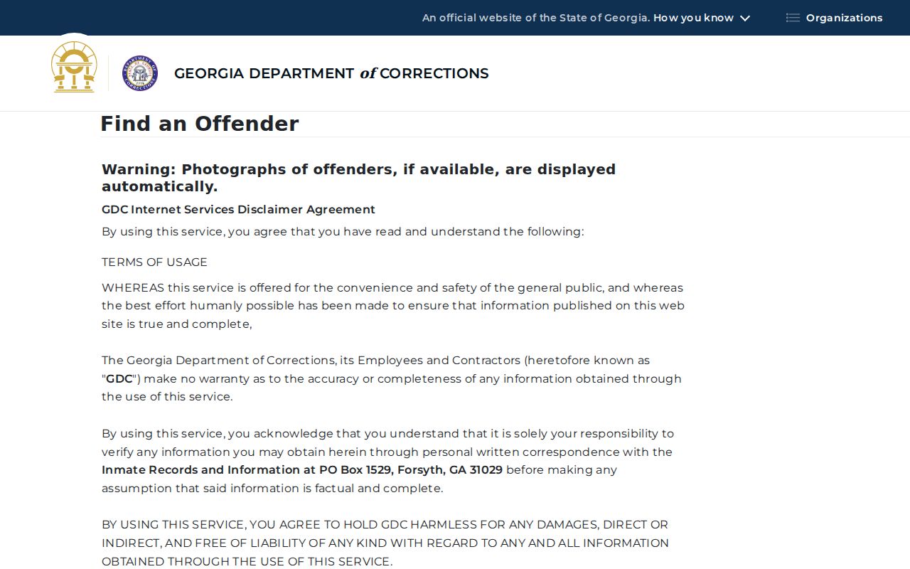 Richmond County previous residents identity check through Georgia corrections records