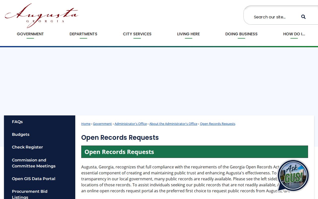 Richmond County residents directory Augusta open records routing