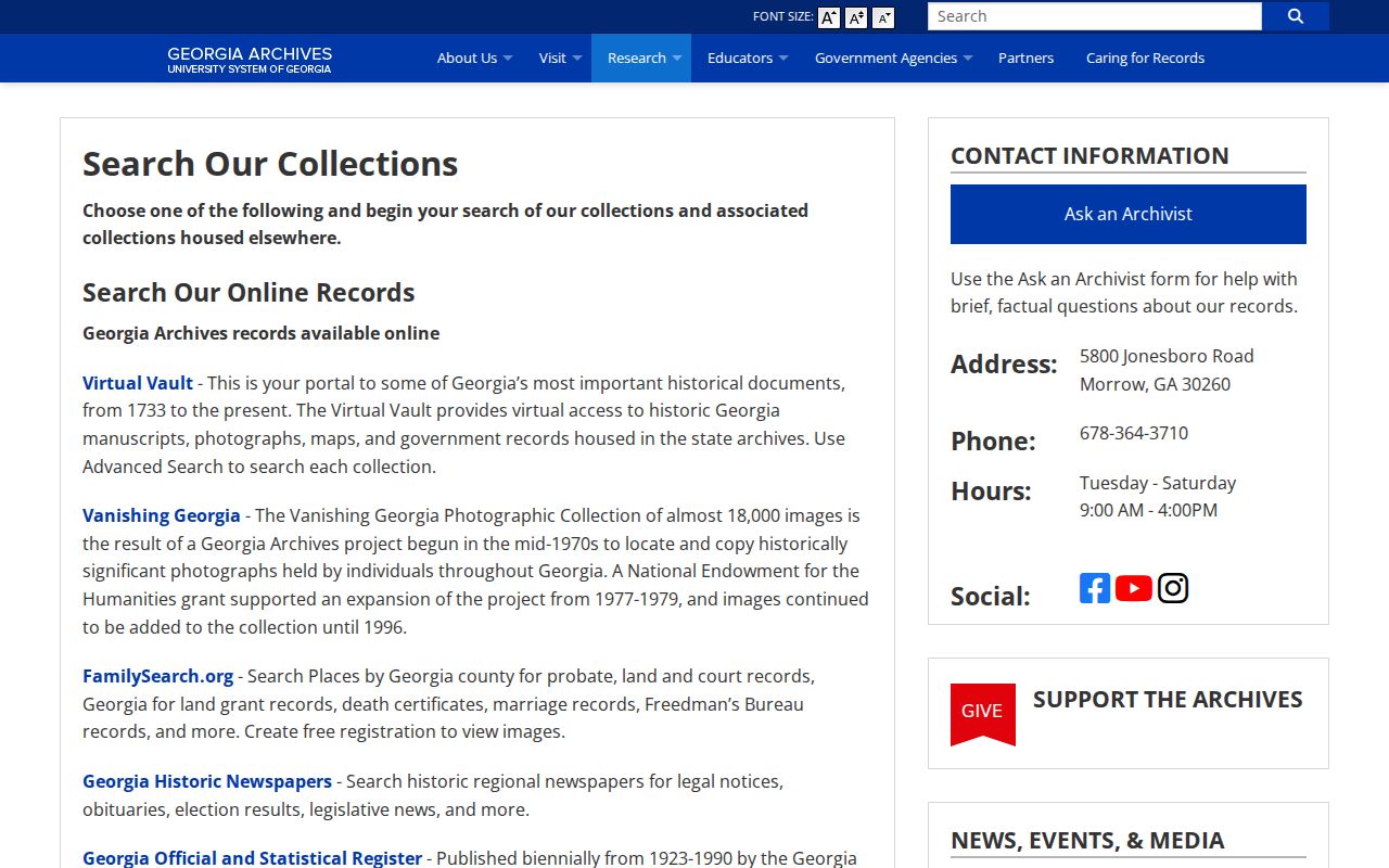 Richmond County residents directory Georgia Archives research