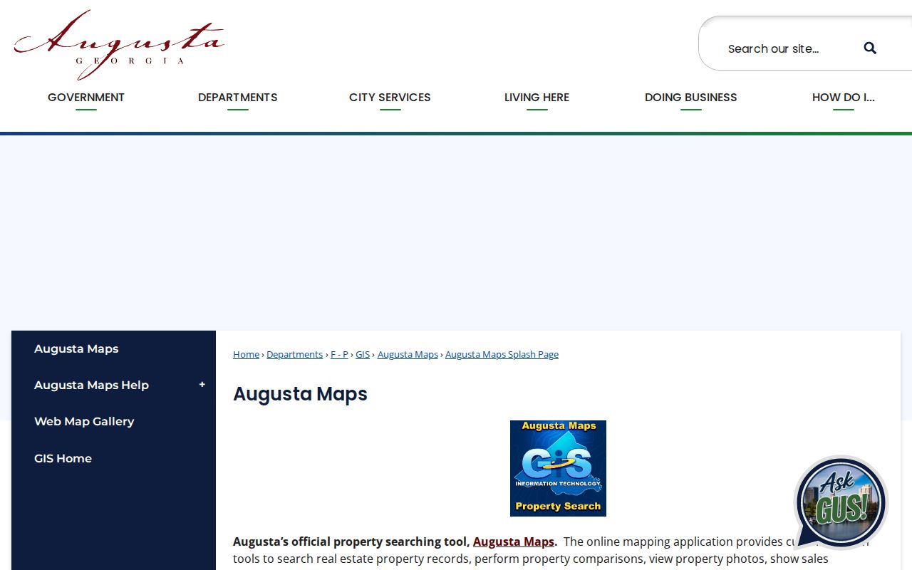 Official Augusta Maps property search page for Richmond County street addresses