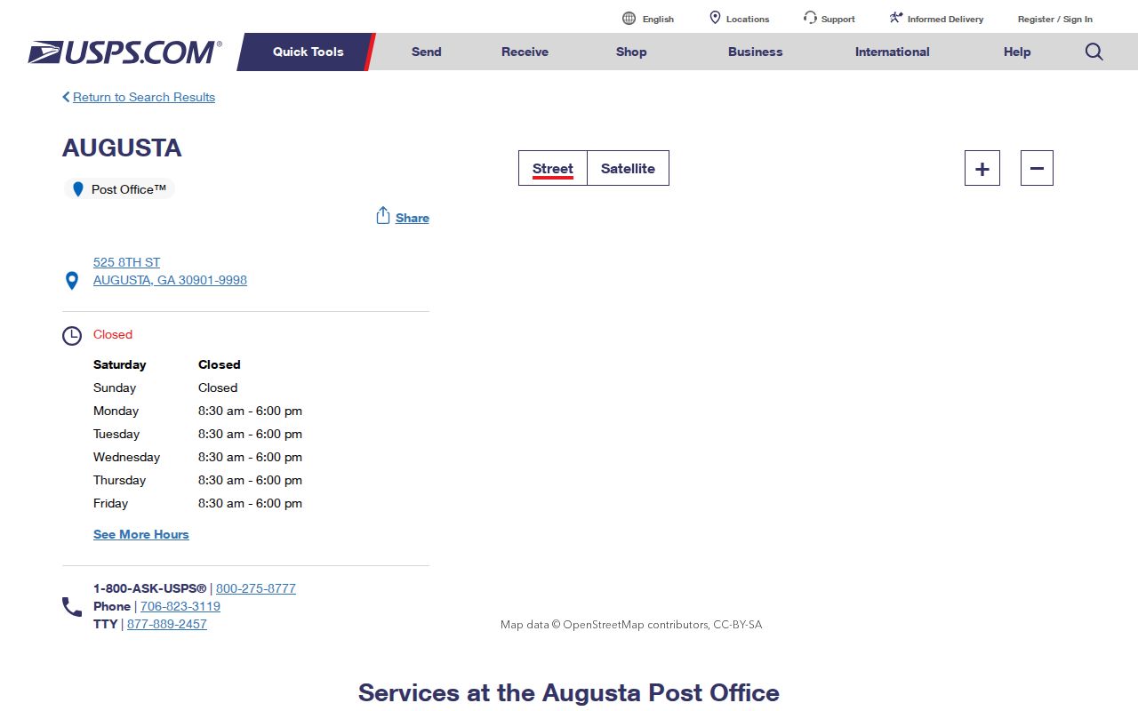 Richmond County ZIP code directory Augusta 30901 post office